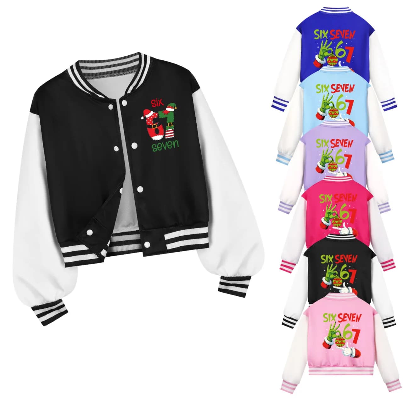 Children's Christmas Six Seven Baseball Hoodie Costume Uniform Casual Spring Autumn Wear for Boys And Girls