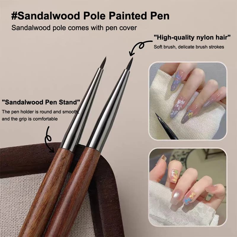 1 pz pennello per gel UV per unghie in legno di sandalo pennello per nail art pennello per pittura floreale penna da disegno strumento per manicure