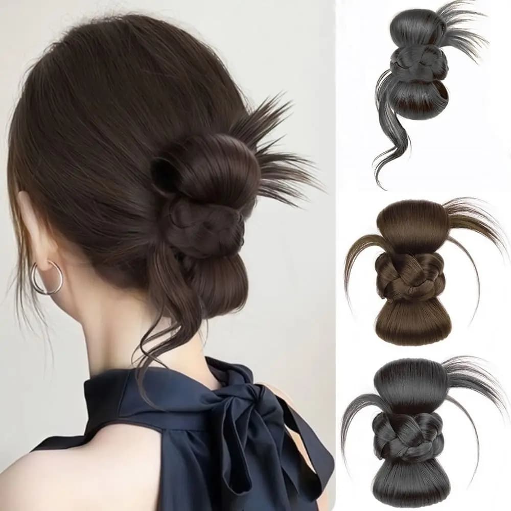 New Strong Grip Wig Hair Clip Hair Extensions Chignons Clip in Hair Bun Dark Brown Color Hair Bun Hair Bun Extensions Party