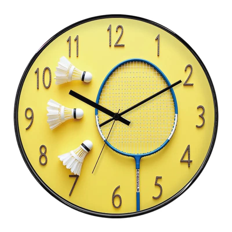 Badminton Hall Wall Clock Gymnasium Sport Badminton Player Enthusiast Study Living Room Simple Mute Quartz Clocks Watch