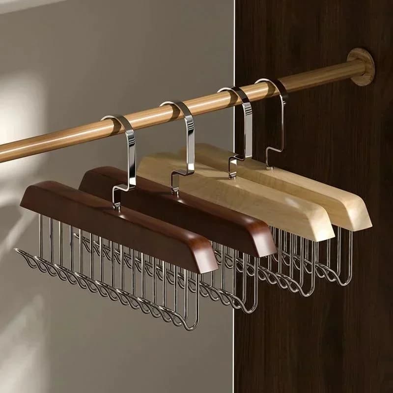 Pratico Nuovo Appendiabiti Multifunzionale in Legno Massello per Donna con 8 Ganci, Organizzatore per Reggiseni e Cinture, Porta Abiti per Armadio Domestico