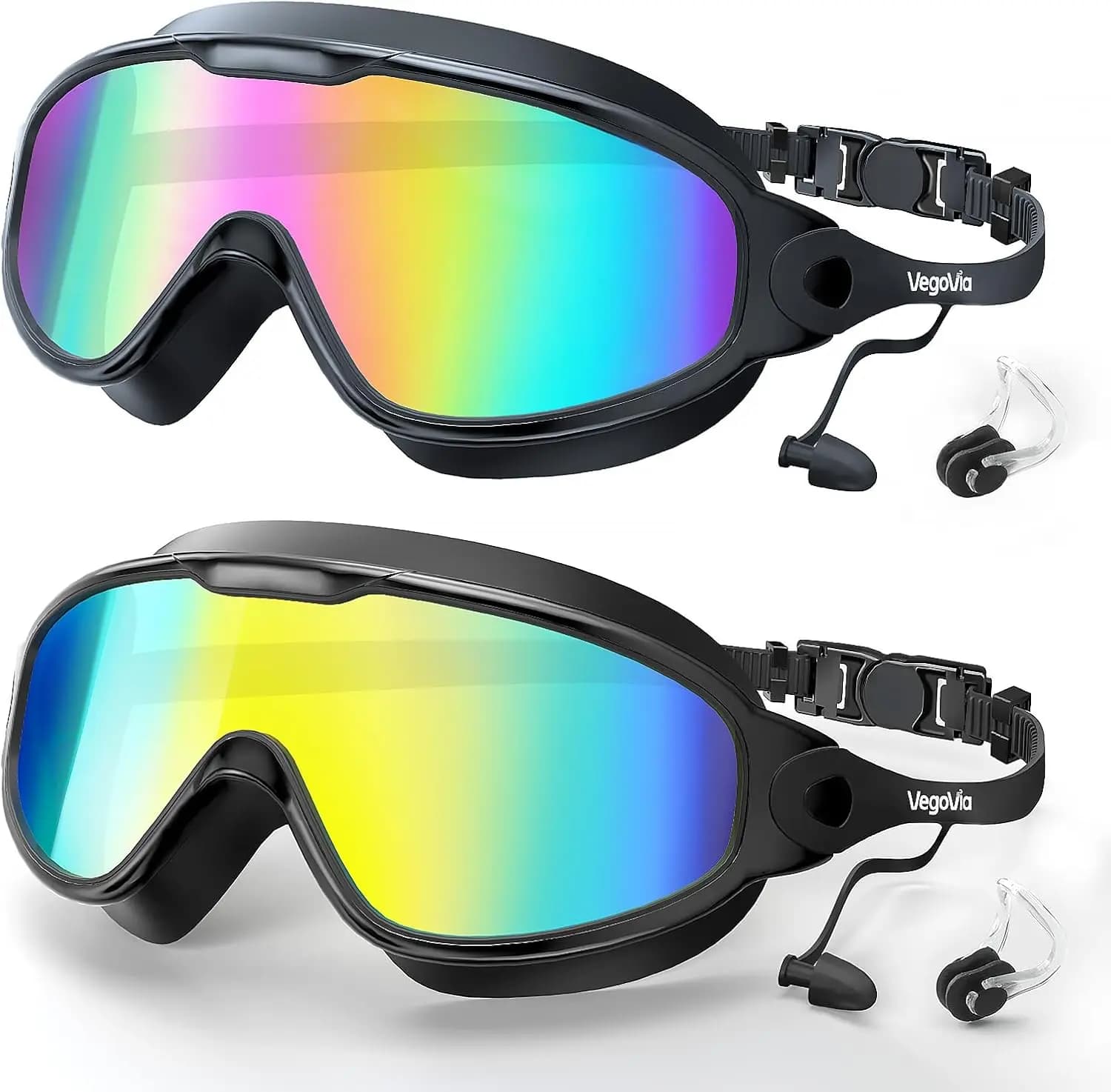 Anti-fog Swimwear, Pack of 2, UV Protection, Wide Visuality for Adults, Men, Women, Young, Pool Equipment
