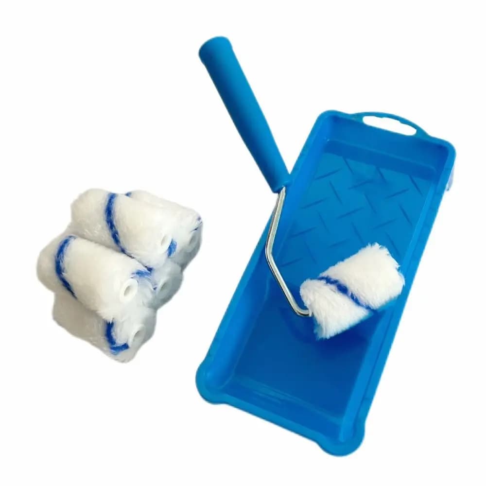 Set di Rulli per Pittura in Tessuto ad Alta Densità Senza Pelucchi, Rullo da 2 Pollici con Vassoio, Finitura Liscia, Mini Rullo per Dipingere Pareti