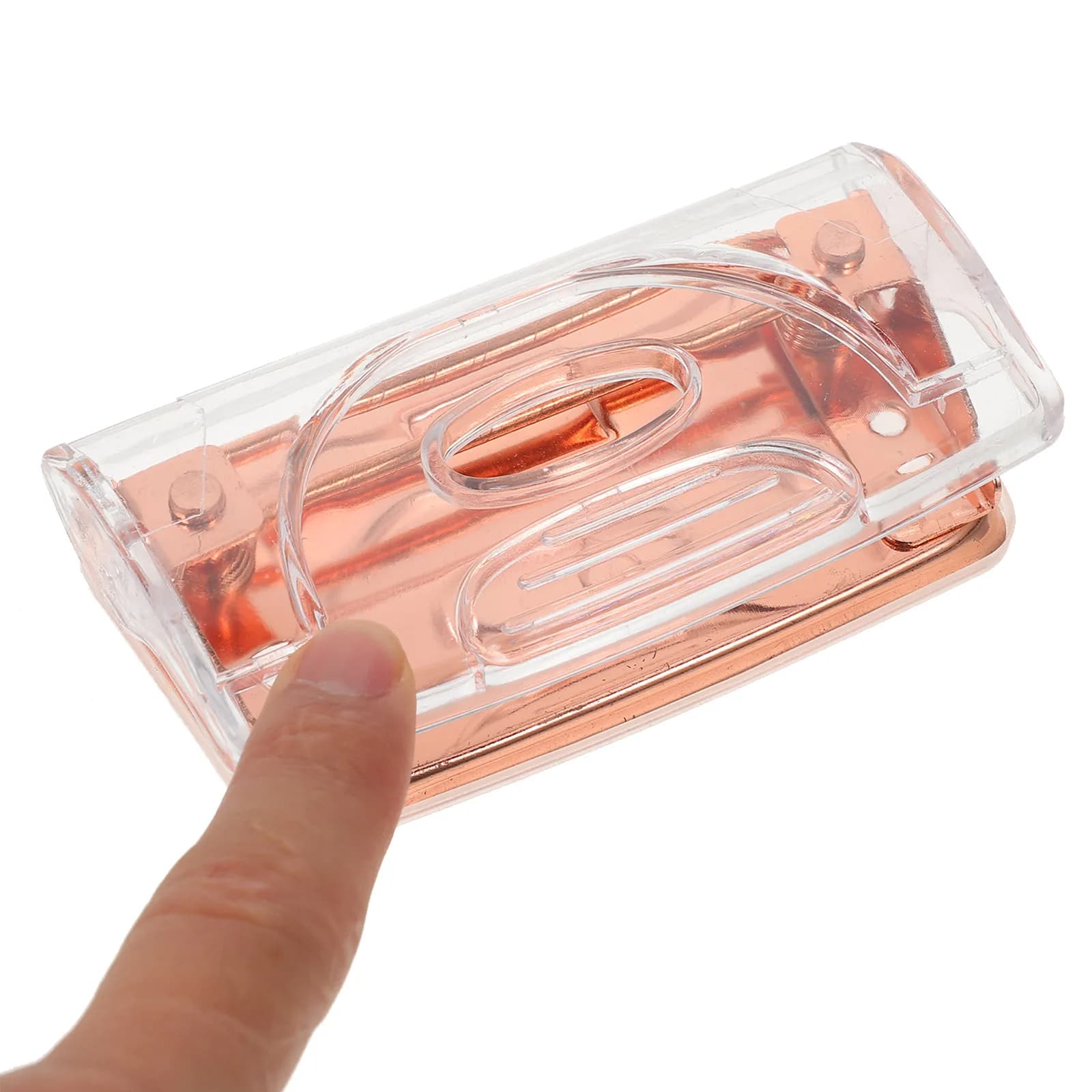 Set di 1 Elegante Set di Strumenti da Ufficio Trasparenti: Perforatore a 2 Fori, Smagliacuciture, Fermacarte Multifunzione Ergonomico