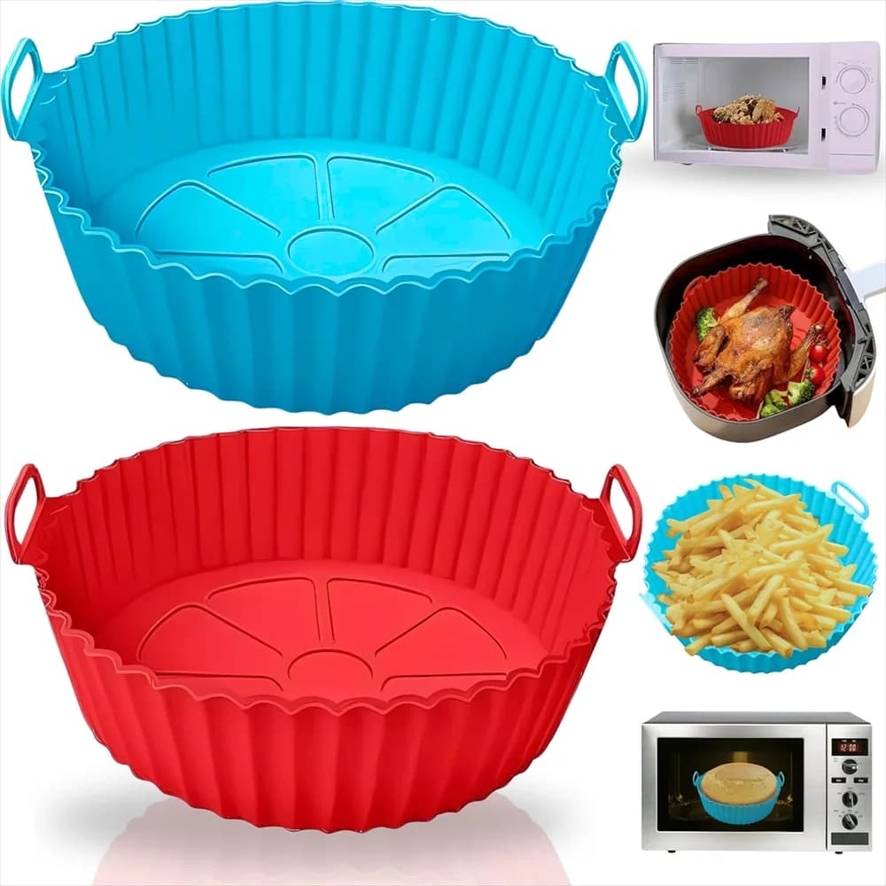 Silicone baking tray for air fryer, silicone pan for air fryer, coatings, reusable non-stick basket, food silicone without BPA