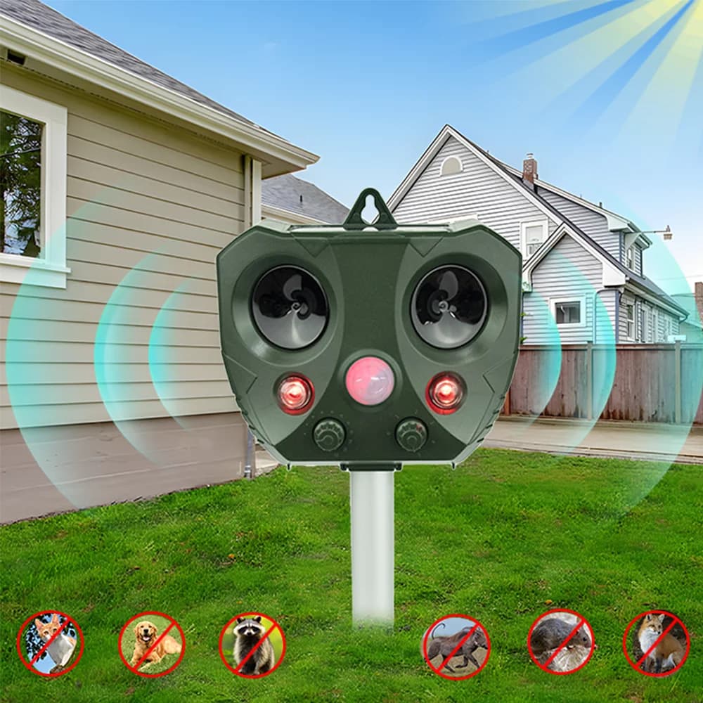 Repellente per Mouse Flash a led per esterni a frequenza variabile repellente per Mouse a energia solare e ricarica USB adatto per il patio del giardino agricolo