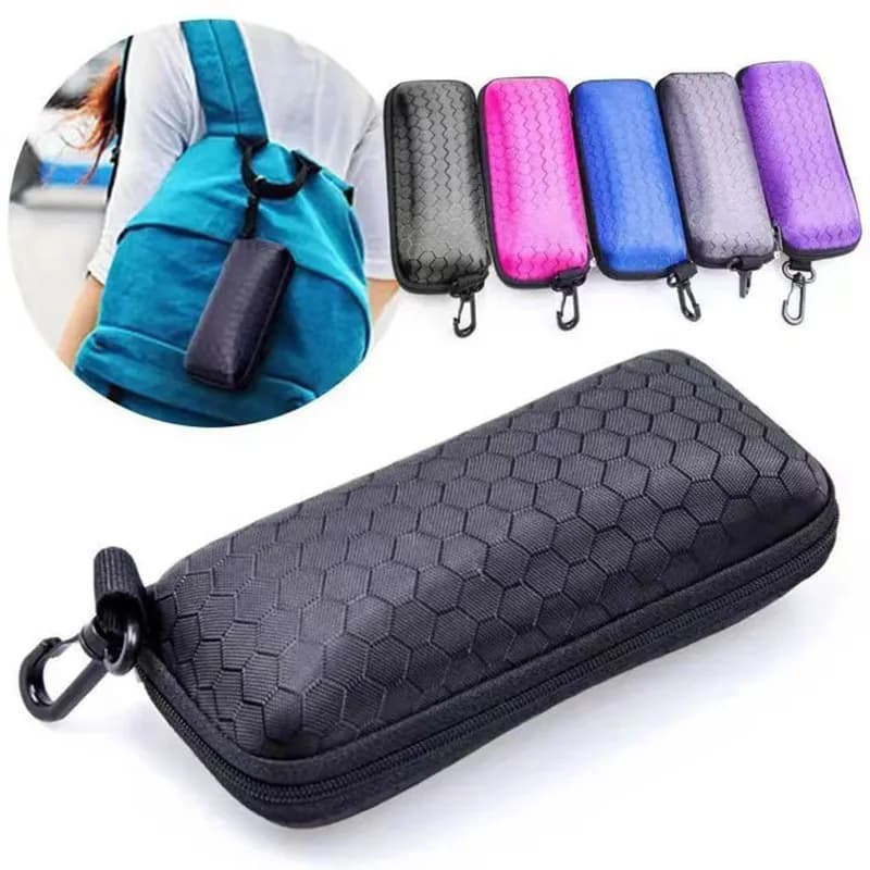 Custodia per Occhiali a Nido d'Ape con Cerniera, Scatola Porta Occhiali da Sole Nera, Borsa con Cerniera per Occhiali da Sole