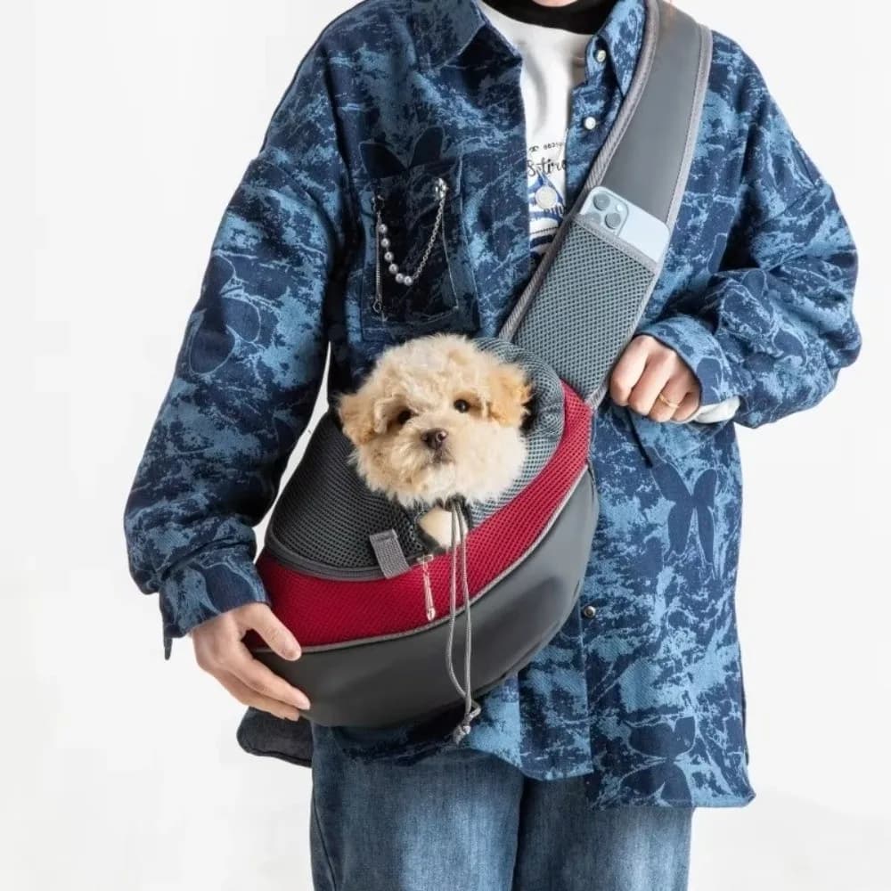 Zaino per marsupio per animali domestici in rete traspirante Tracolla per tracolla Design a tracolla per cani Stile borsa in materiale Oxford