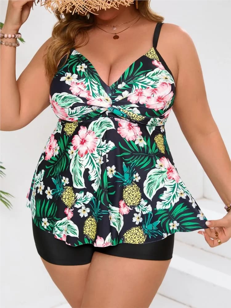 Costume da bagno bikini a vita alta taglie forti 3XL 4XL da donna, push-up, controllo pancia, set bikini estivo