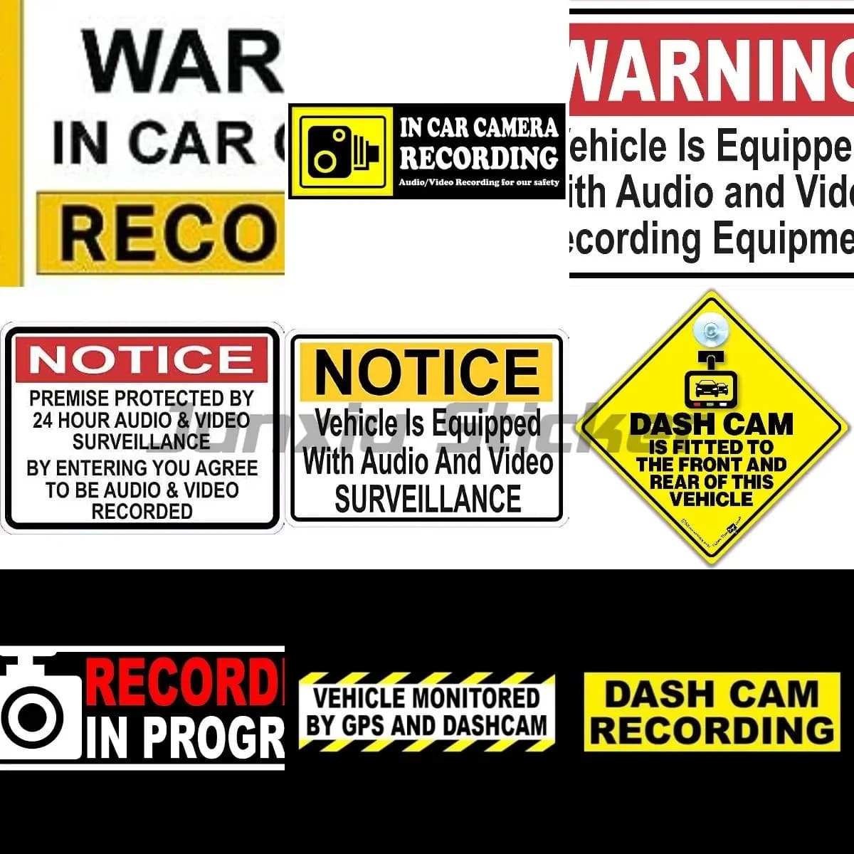 Vinyl Warning Vinyl Descal Stickers for Security Camera Window Car Window You are shooting video Record CCTV hidden