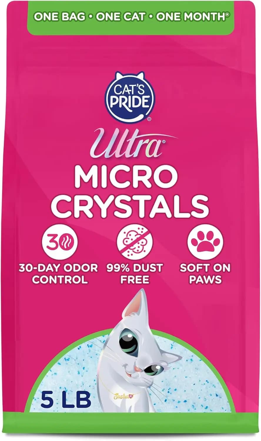 Ultra Micro Crystals Unscented Cat Litter, 5-Lb Bag with Odor Control and Low Dust