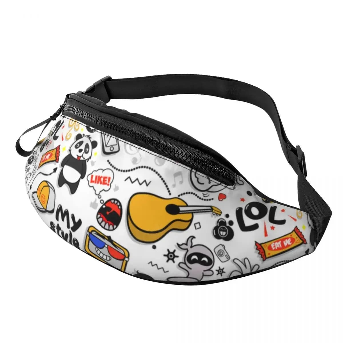 Marsupio personalizzato stile graffiti divertente cartone animato uomo donna marsupio a tracolla con arte graffiti cool per custodia per soldi per telefono in viaggio