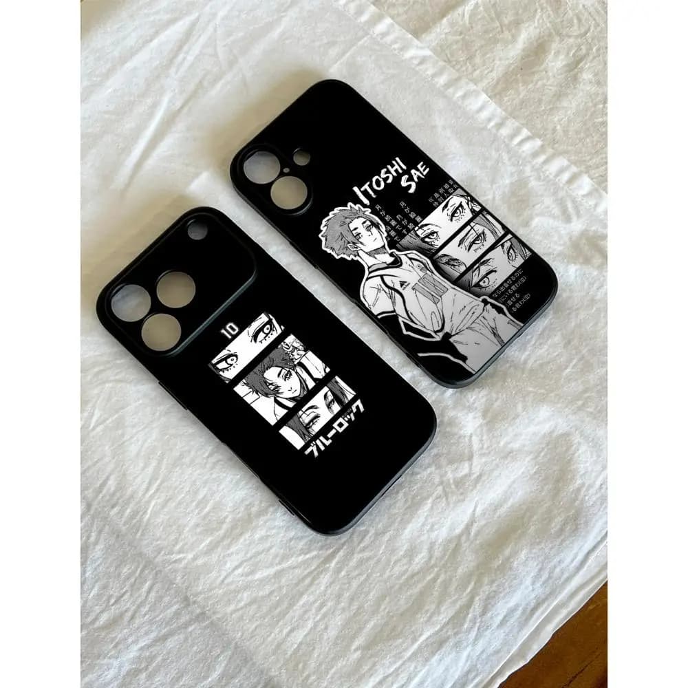 Sae itoshi cool anime pattern design Phone Case For iPhone 17 16 15 14 13 12 Plus Mini Pro Max Soft black Shockproof Cover