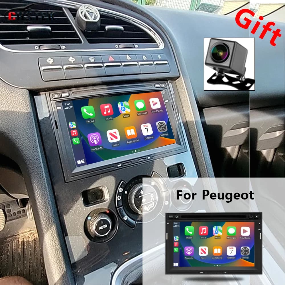 CHSTEK Autoradio Carplay Stereo Per Peugeot 3008 5008 Partner Citroen Berlingo 2008-2016 Navigazione Bluetooth WIFI 4G Android 13