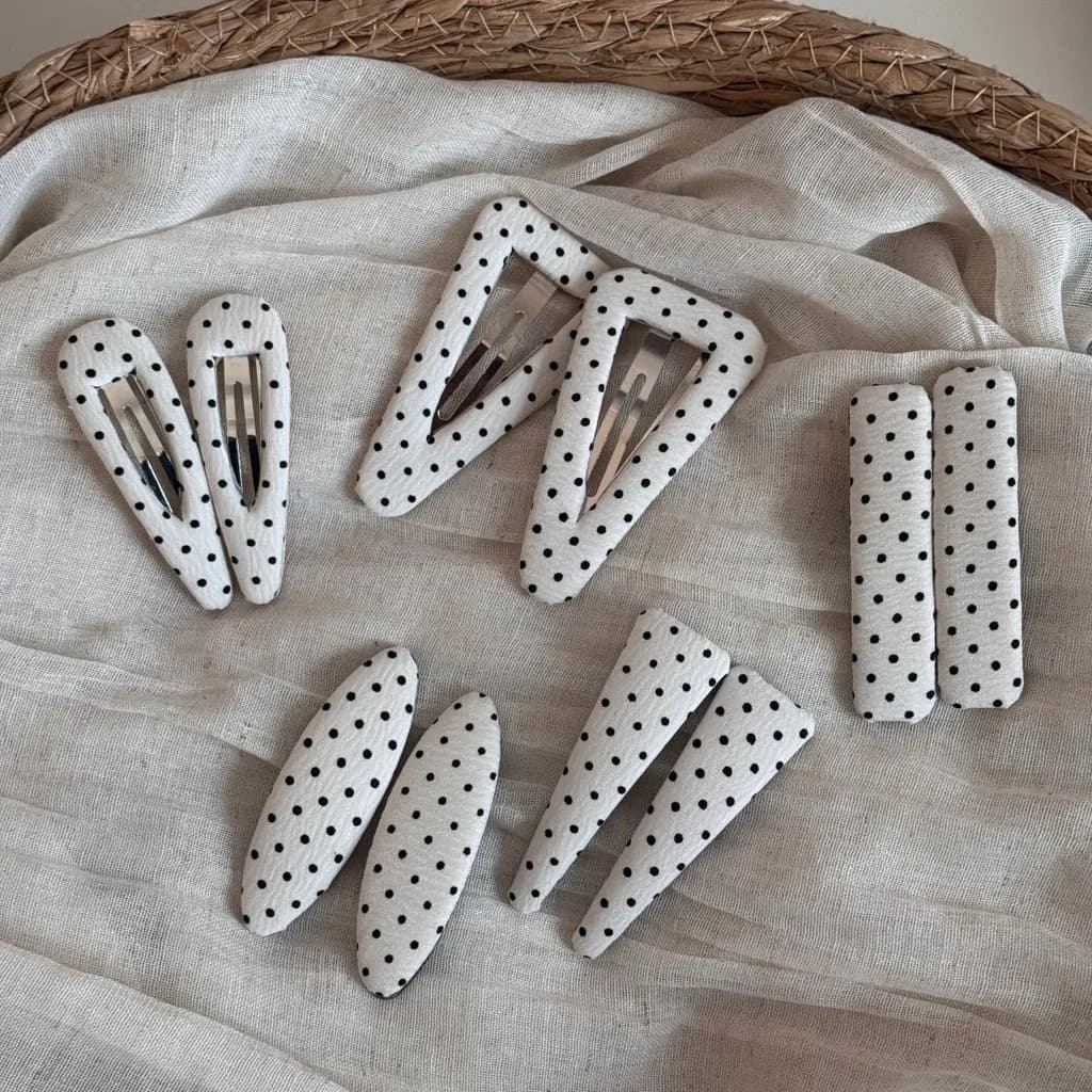 Polka Dot Fabric Hair Clips Classic Side Bang Hairpins Fashion Hair Accessories Fabric Black White Hair Clips For Commuting
