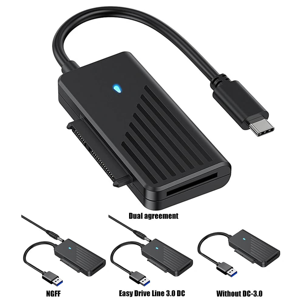 Adattatore esterno da USB 3.0 a SATA Convertitore HDD da 5 Gbps da 2,5/3,5 pollici Convertitore a stato solido M.2 NGFF NVME per laptop desktop