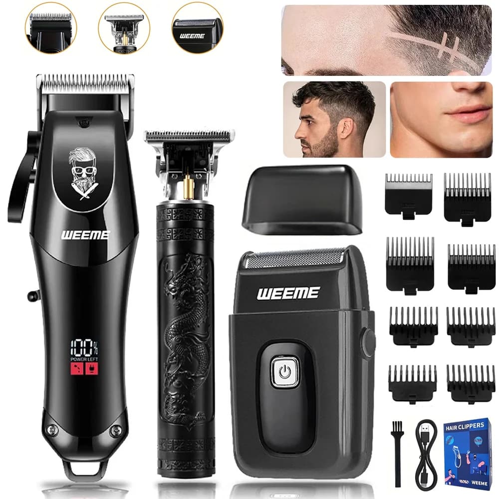 Professional Wireless Men's Haircut Kit 3-In-1, USB Rechargeable Trimmer and Beard Clipper Set, Convenient and Efficient Groomin