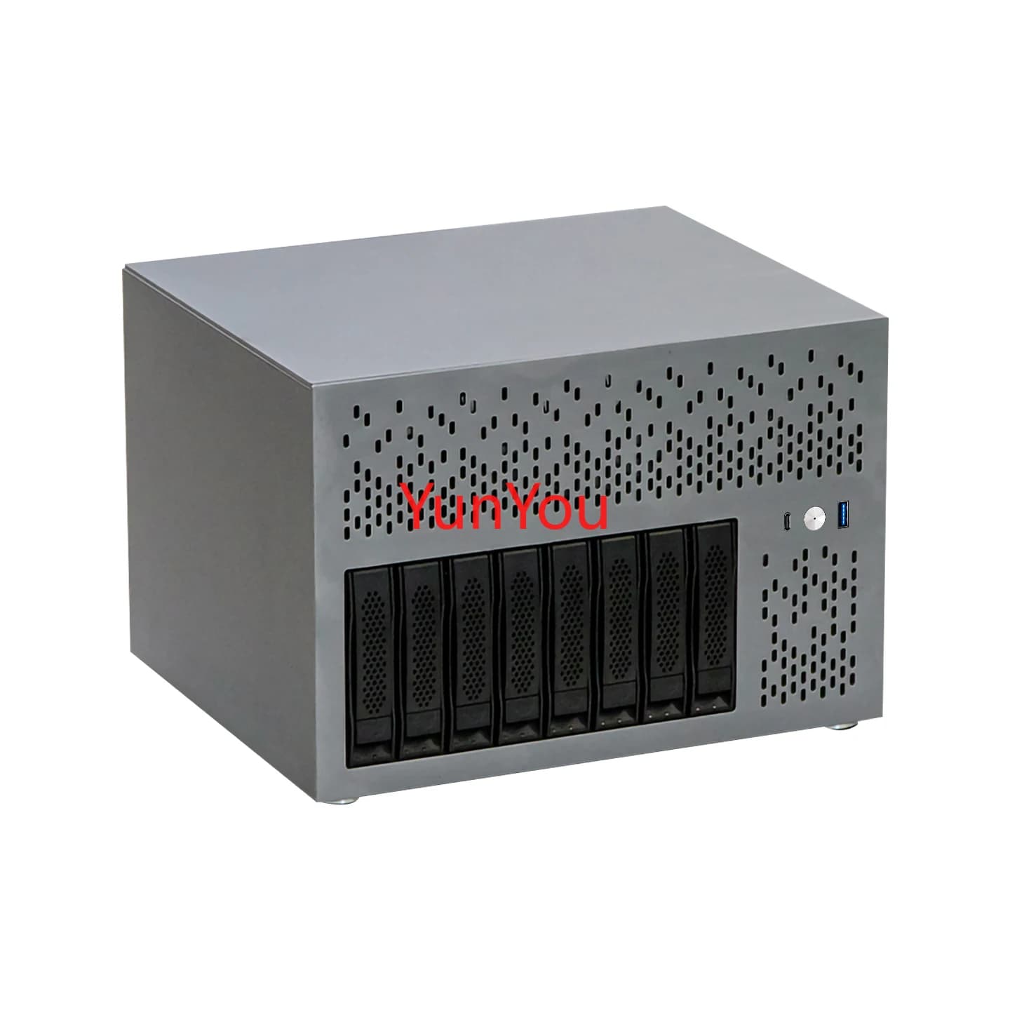 Chassis NAS Centaur, 8 slot per disco rigido, piastra in alluminio da 3 mm, scheda madre ATX, Feiniu Black, server di archiviazione domestico Qunhui