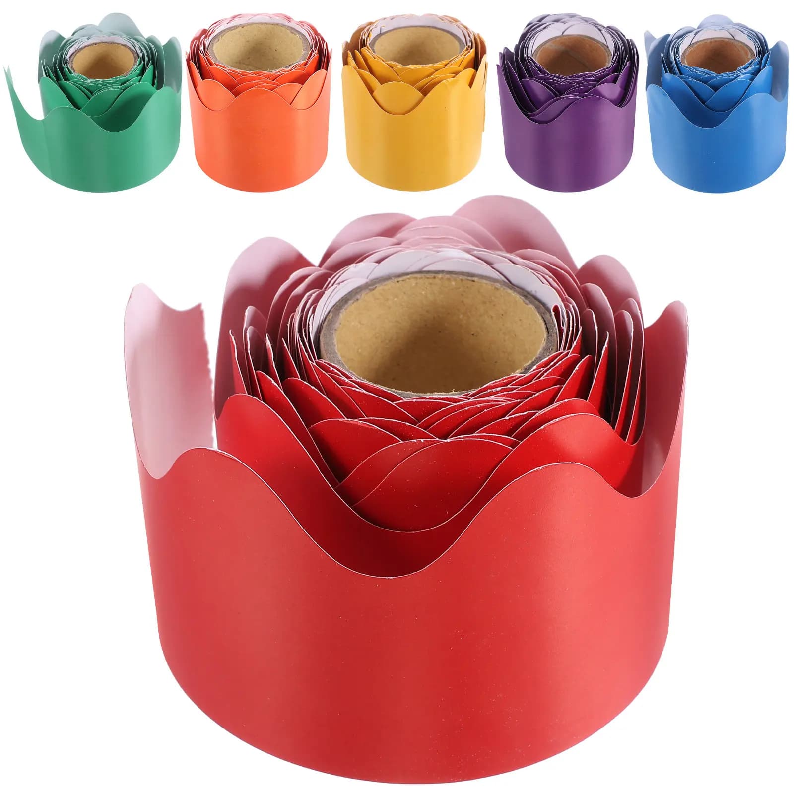 6 Rotoli di Bordi Autoadesivi con Motivo a Onde per Bacheche, Decorazioni Scolastiche Colorate Facili da Tagliare e Portatili
