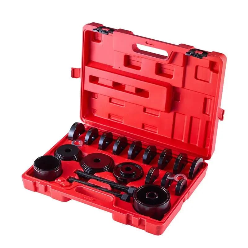 Chassis Maintenance Tool Set 10+24 Pcs For Garage Repair Vehicle Service Workshop Heavy Duty Ball Joint Removal Wheel Bearing Puller Kit C-Frame Sleeves 13 Bushings Storage Case