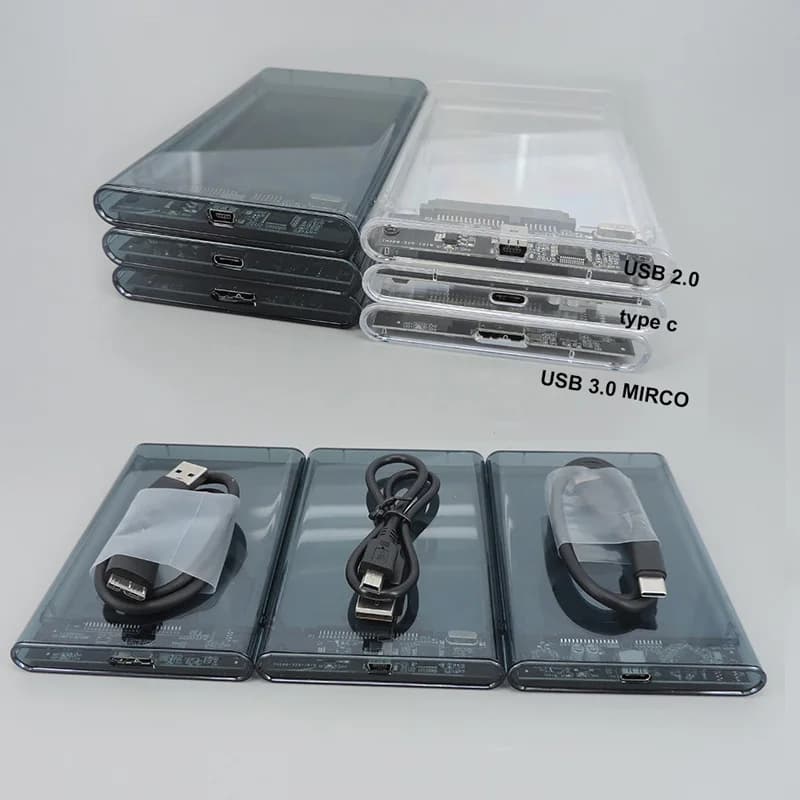 Custodia HD esterna 2.5 SATA a USB 3.0 5Gbps Disco rigido esterno portatile trasparente Custodia HDD 2.5 per PC Disco SSD Box q1