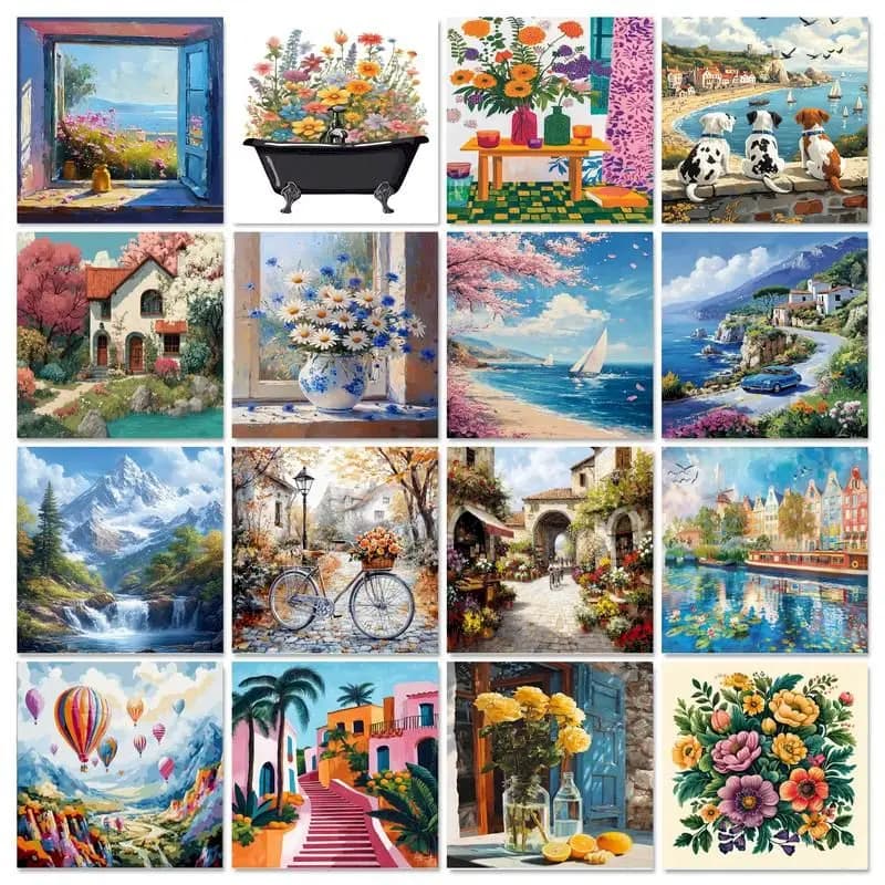 GATYZTORY Acrylic Painting by numbers Kill time Number painting Landscape DIY Pictures by numbers Scenery Wall art Home decor