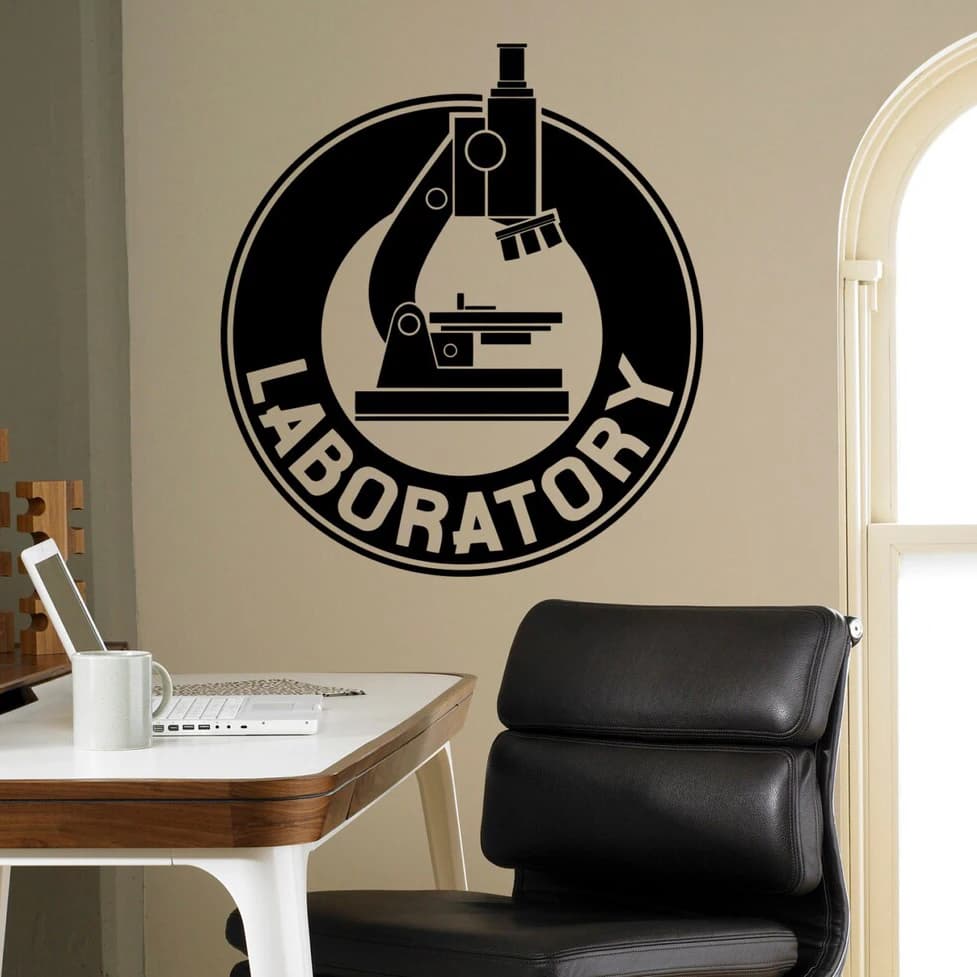 Adesivo da parete da laboratorio Adesivo in vinile Adesivo da parete per microscopio chimico Decorazione per finestre da laboratorio Idee di design Adesivi S646