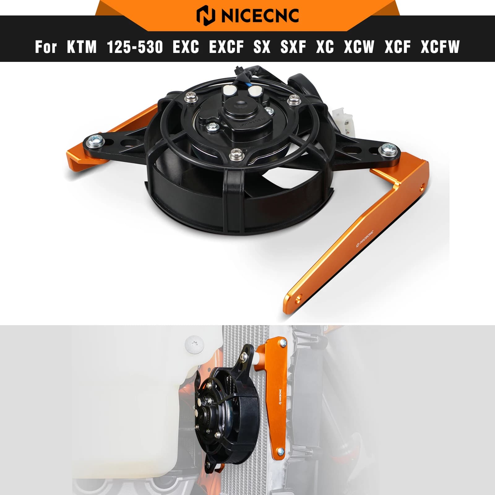 NICECNC Per KTM EXC 300 EXCF 350 Radiatore Elettrico Ventola di Raffreddamento Set Per Husqvarna TE 300 FE 450 2017-2023 GasGas EC 300 2021-2023