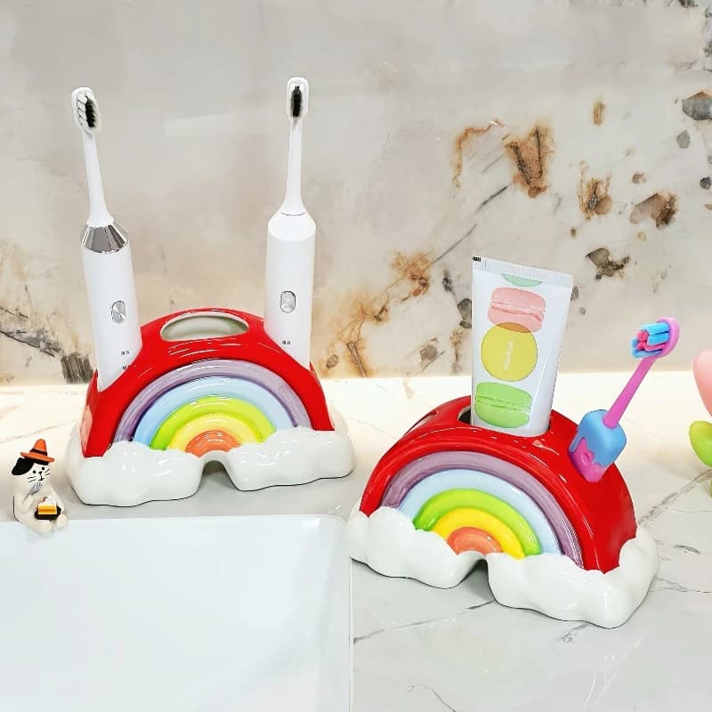Creative rainbow brush holder electric toothbrush holder ceramic toothpaste holder for home bathroom decoration