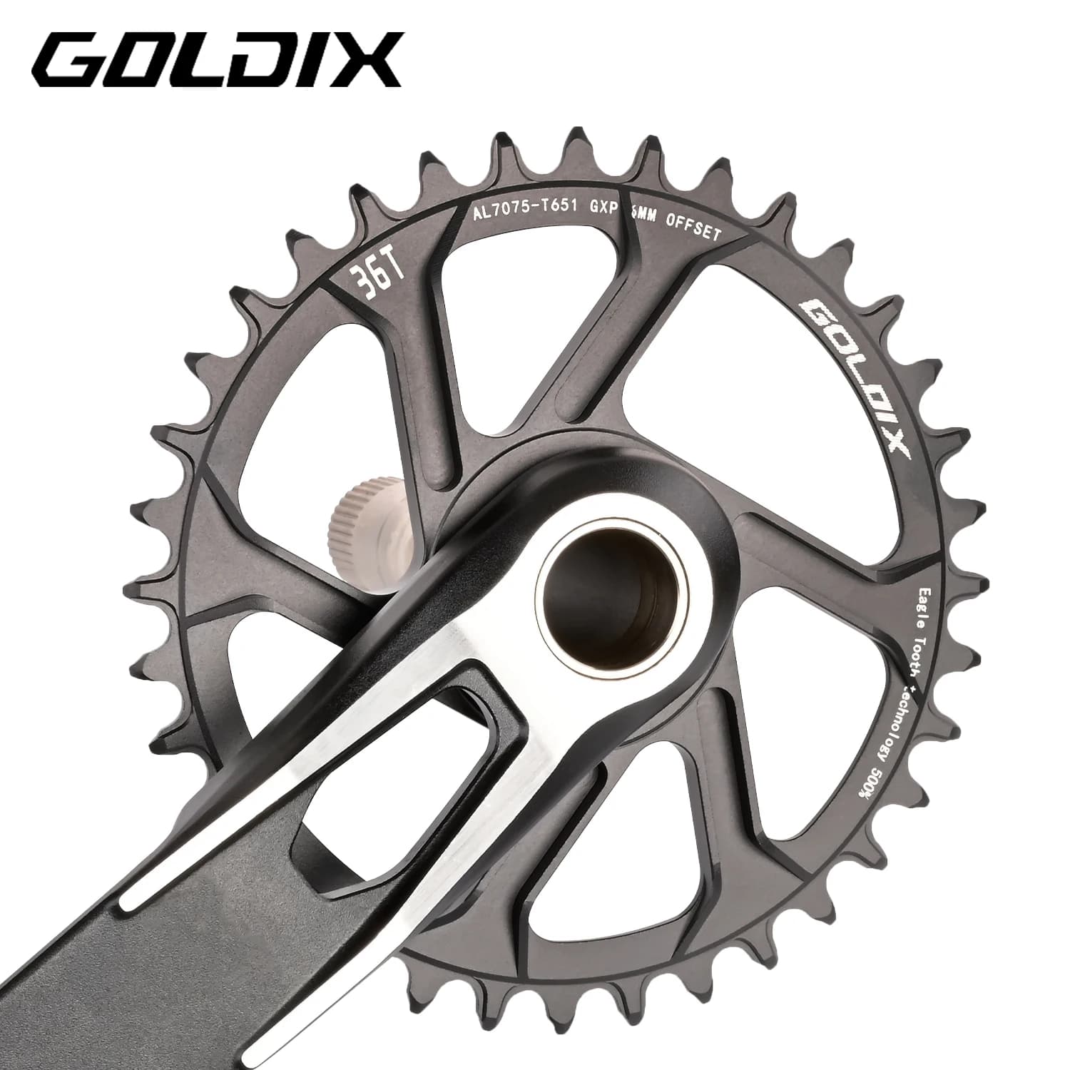 GOLDIX Bicycle Chainring Wide Narrow Teeth 30/32/34/36/38T Chainwheel for Sram 3-Bolt Bicycle Crankset Single Disc
