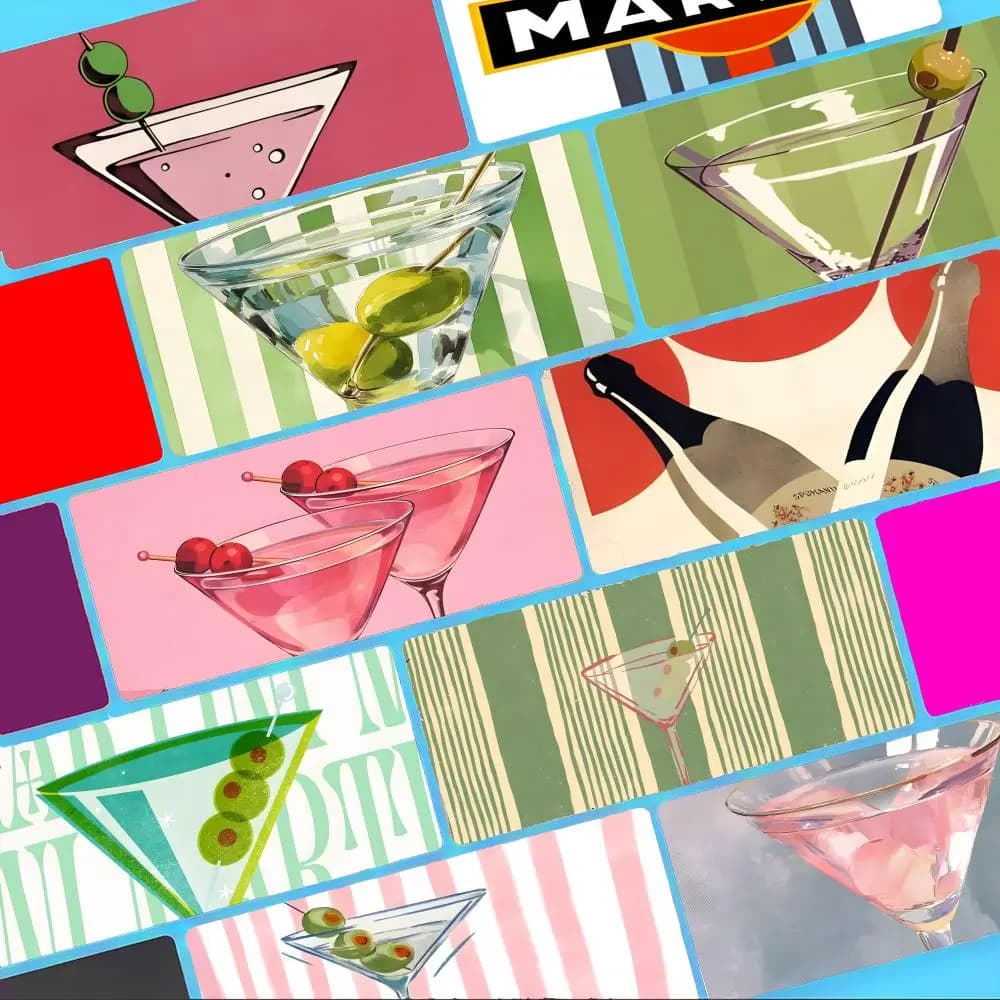 Tappetino per mouse Martini, tappetino da scrivania grande antiscivolo, tappetino per mouse da gioco con bordo cucito spesso