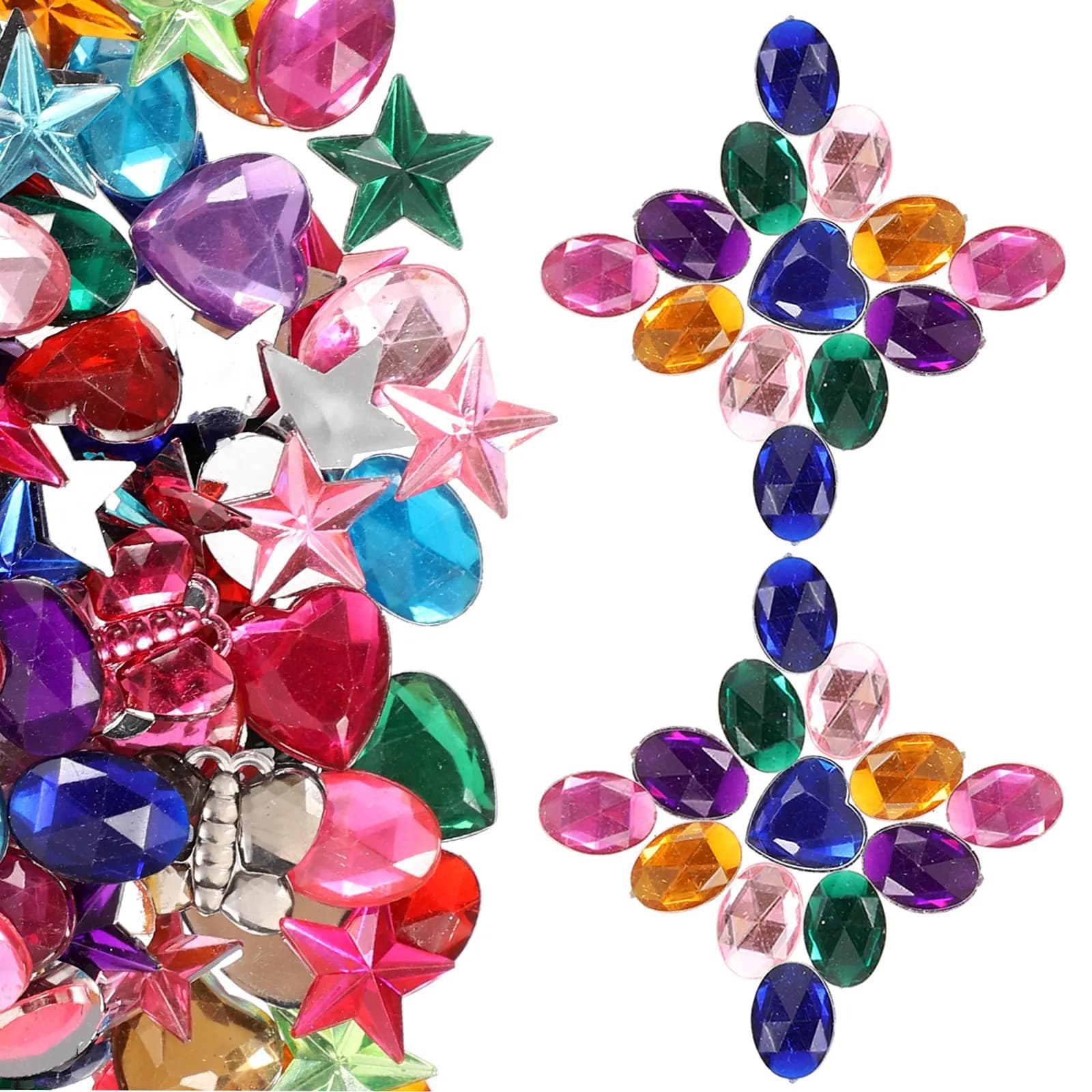 400 Pezzi di Ornamenti in Acrilico a Forma di Diamante, Adesivi con Strass per Lavoretti Creativi per Bambini, Gemme Decorative Fai-da-Te per Cornici