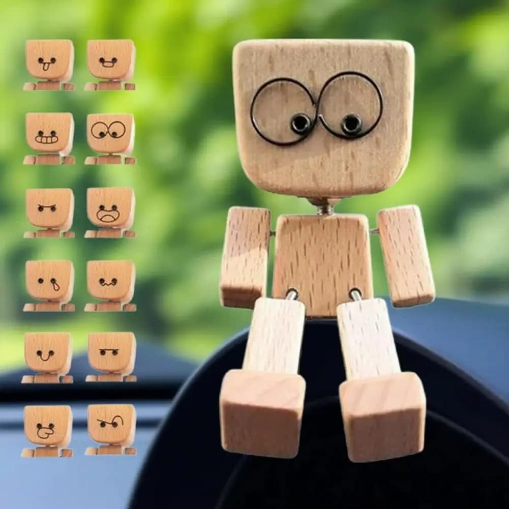 Car Center Console Wooden Swinging Figurine Solid Wood Aroma Diffuser Trembling Leg Wooden Figurine Decoration Creative Ornament