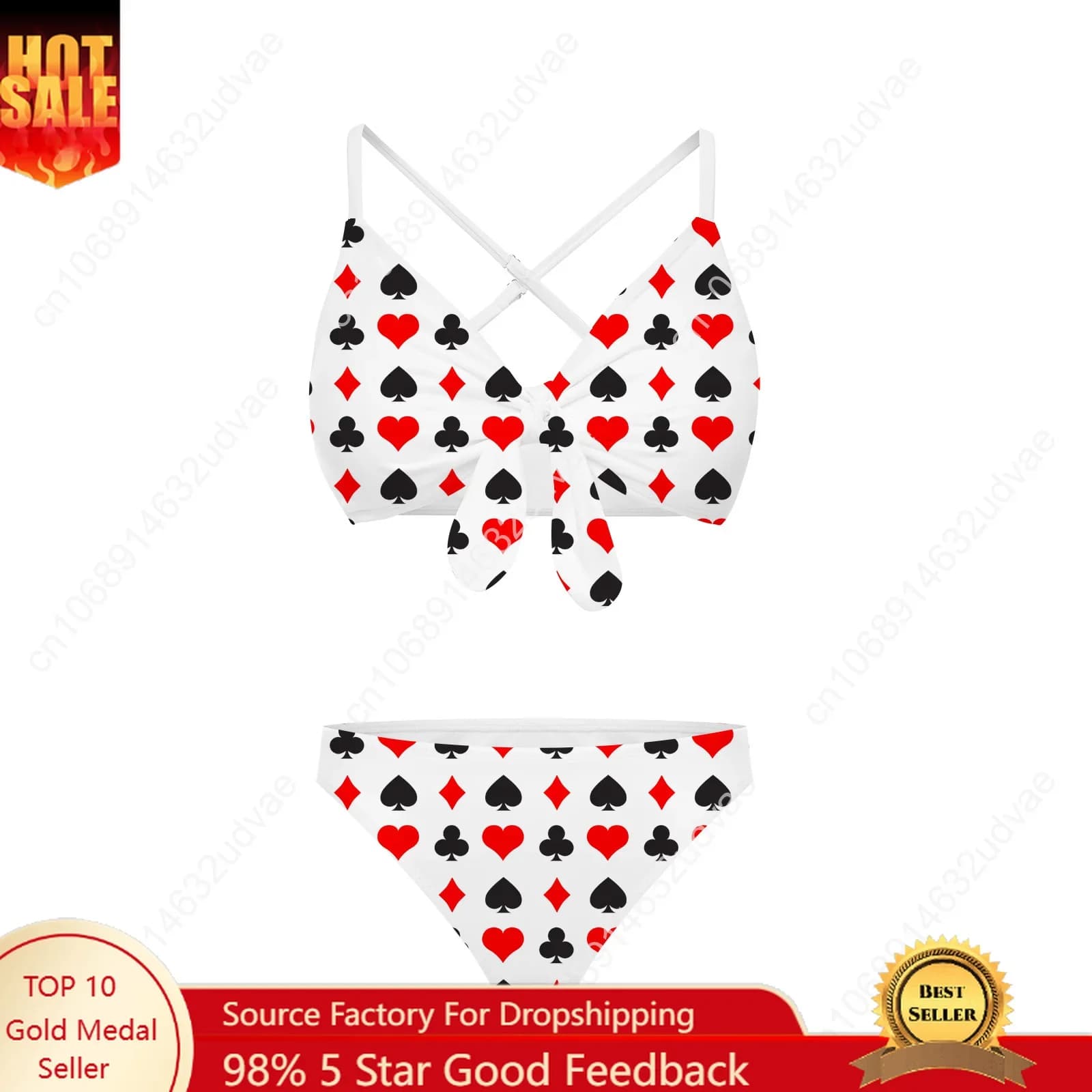 Swimwear with Motive Game Cards, Crossbreeding Bretches, Custom Bikinis for Women, Beach Clothing for Party in Swimming Pool