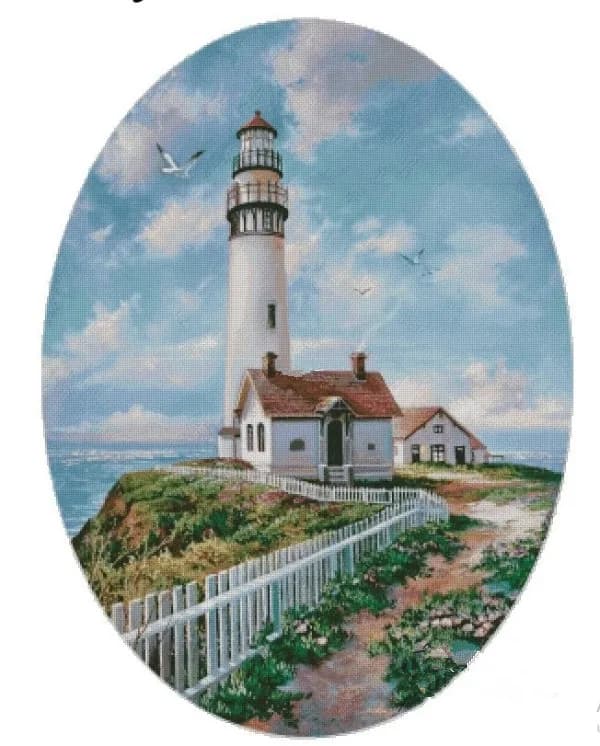 Faro sulla costa fiorita Kit da cucito 14CT Kit punto croce non stampato Ricamo artistico Ricamo fatto a mano fai da te Decorazioni per la casa