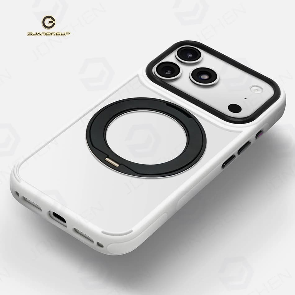 Supporto Magnetico Girevole a 360° con Blocchi di Colore Traslucidi per Custodia Opaca Magsafe per iPhone 15 16 17 Pro Max Cover Trasparente Opaca