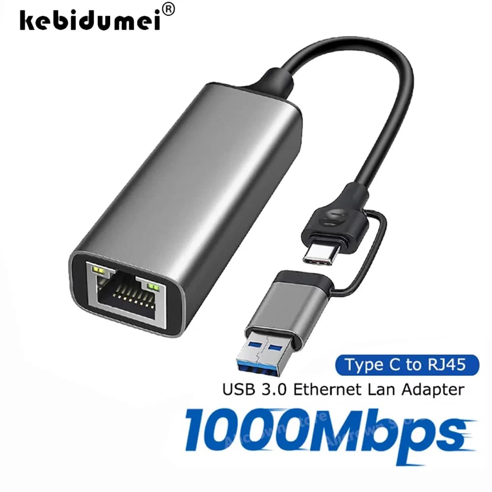 Adattatore Ethernet USB tipo C da 1000 Mbps Scheda di rete USB 3.0 a RJ45 Convertitore adattatore cablato Lan Hub di rete Lan per PC Windows