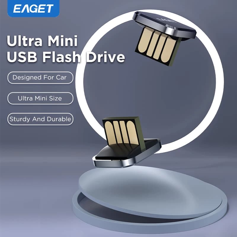 EAGET Chiavetta USB 2.0 Mini per Auto da 8GB/16GB/32GB/64GB - U8A, Materiale in Lega di Zinco, Plug & Play, con Confezione Regalo in Acciaio Inossidabile