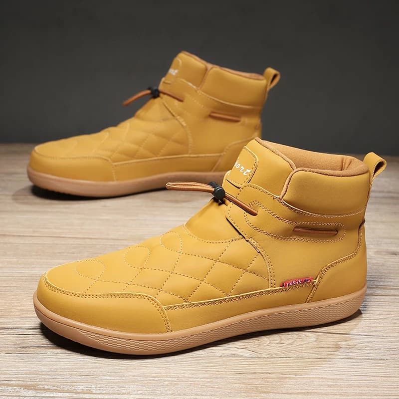 New Outdoor Leather Men Ankle Boots Minimalist Men Hiking Shoes Zero Soles Wide Toe Barefoot Boots Winter Men's Walking Sneakers