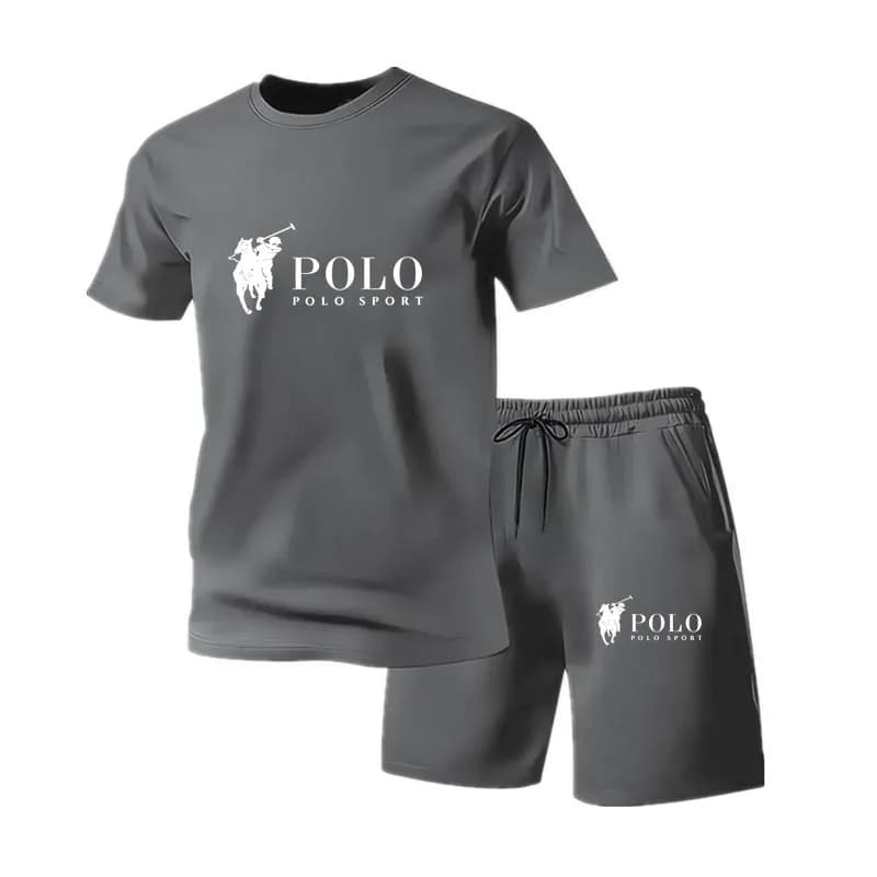 Completo sportivo da uomo con girocollo e pantaloni da jogging per la primavera e l'estate, ideale per fitness all'aperto e tempo libero