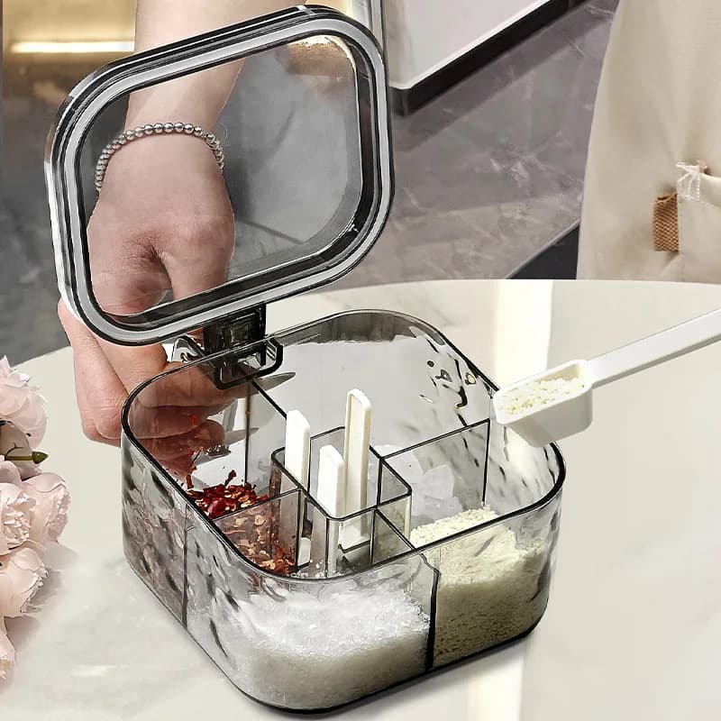 Set di barattoli per condimenti da cucina con contenitore integrato multi-griglia per sale, glutammato monosodico, pepe e spezie