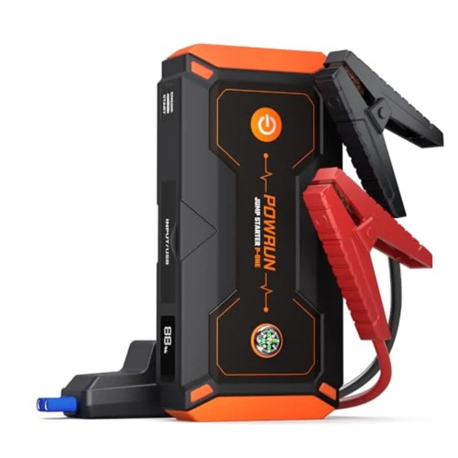 Avviatore di emergenza portatile per auto in plastica ABS arancione, corrente di picco 2000A per motori a benzina fino a 8.0L e diesel fino a 6.5L, include custodia per il trasporto