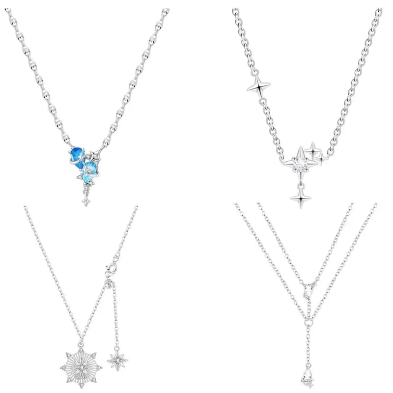 Orstarry S925 Sterling Silver Necklace sparkling Starry Star River Necklace Versatile Fashion For Women Birthday Jewelry Gift