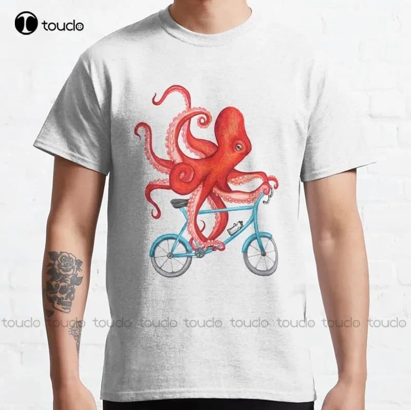 New Cycling Octopus Funny Octopus Love T-shirt Classic Casual Shirts for Women Cotton T-shirt S-5XL