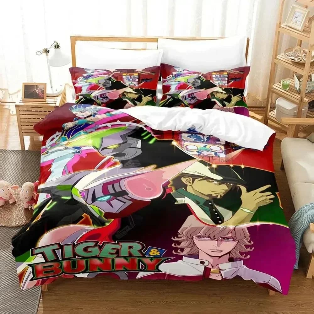 3D Anime Tiger & Bunny Set biancheria da letto Copripiumino Set letto Copripiumino Federa Trapunte King Queen Size Ragazzi Set biancheria da letto per adulti