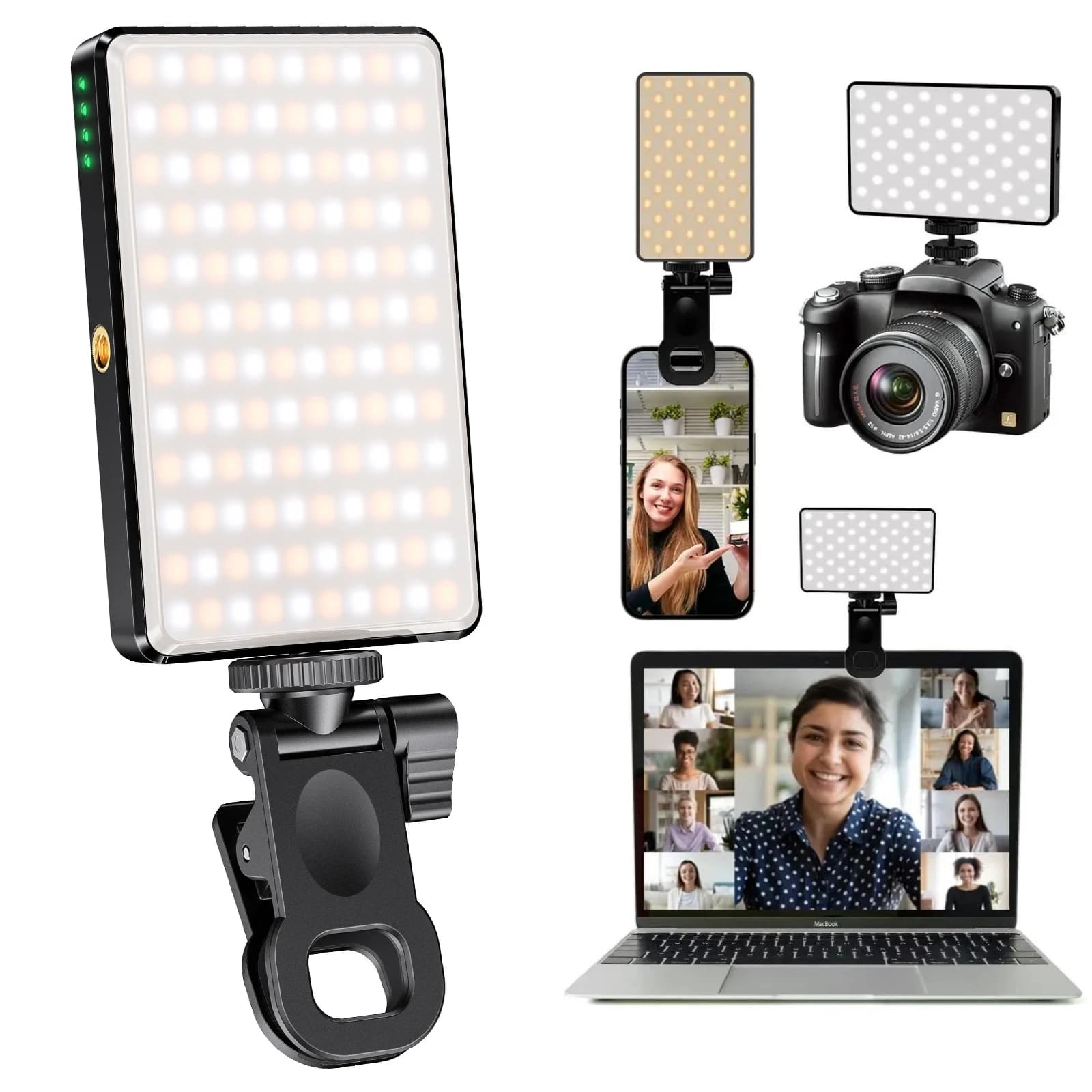 3000Mah 120 LED Rechargeable Phone Light Clip LED Selfie Light 3 Light Modes Ring Light for Phone iPad Camera Laptop Selfie