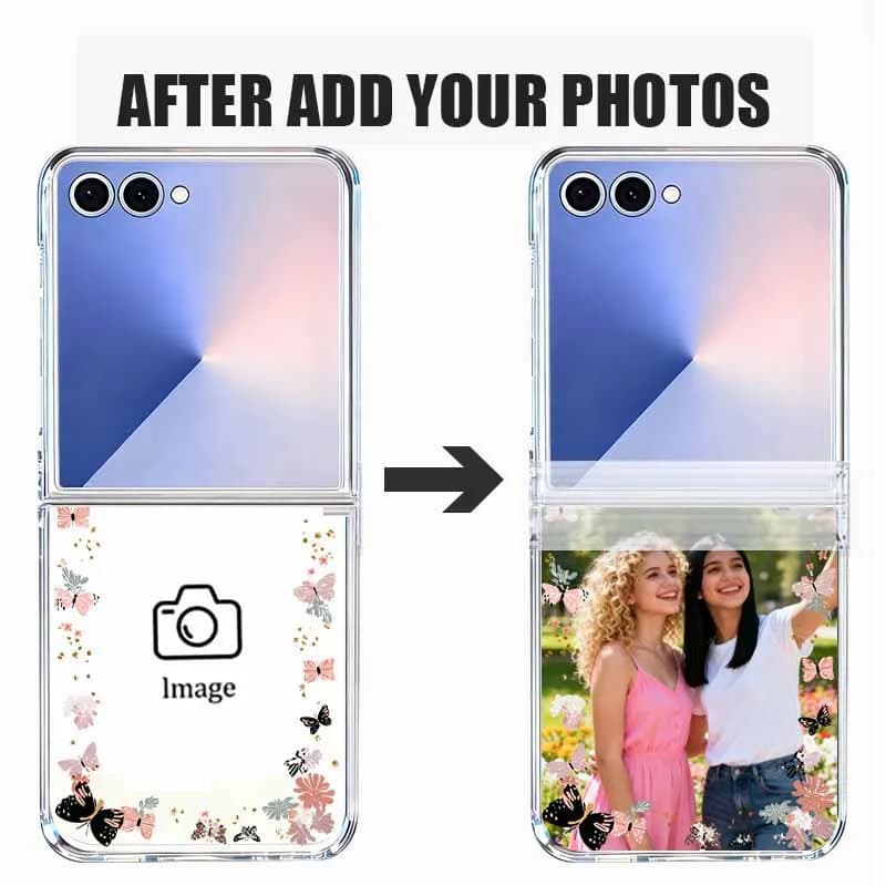 Custodia per telefono personalizzata con cornice floreale per Samsung Galaxy Z Flip 7 FE 7 6 5 4 3 5G Immagine di design fai da te Nome Cover per PC pieghevole trasparente