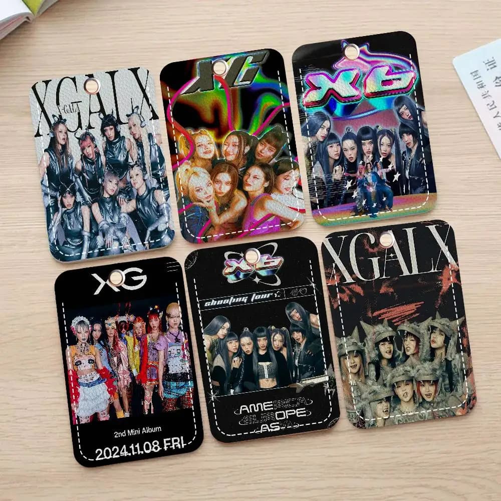 Kpop X-Xg Rectangular Badge Door with Keyring, Access Towel Case, Leather Keyring Ring