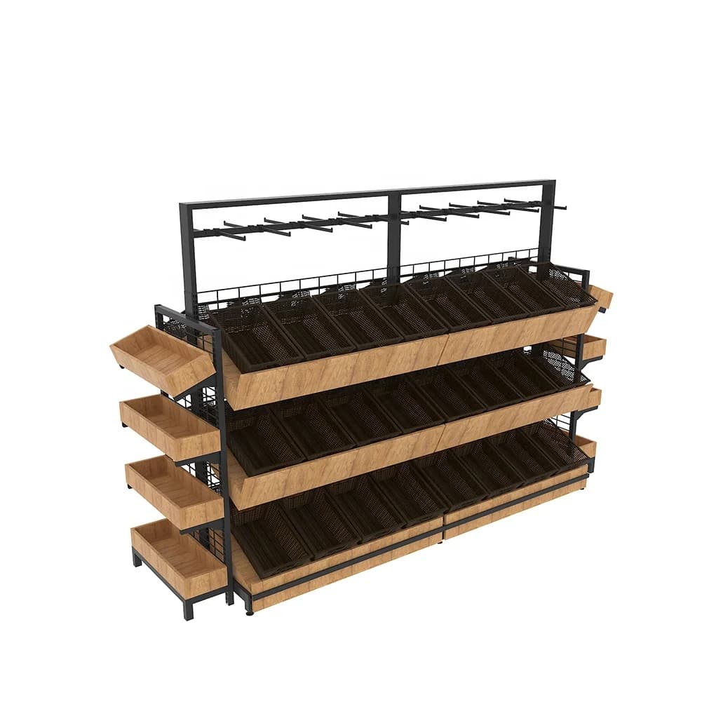 Scaffale Espositivo Multistrato in Legno per Spezie, Cereali, Frutta Secca e Noci