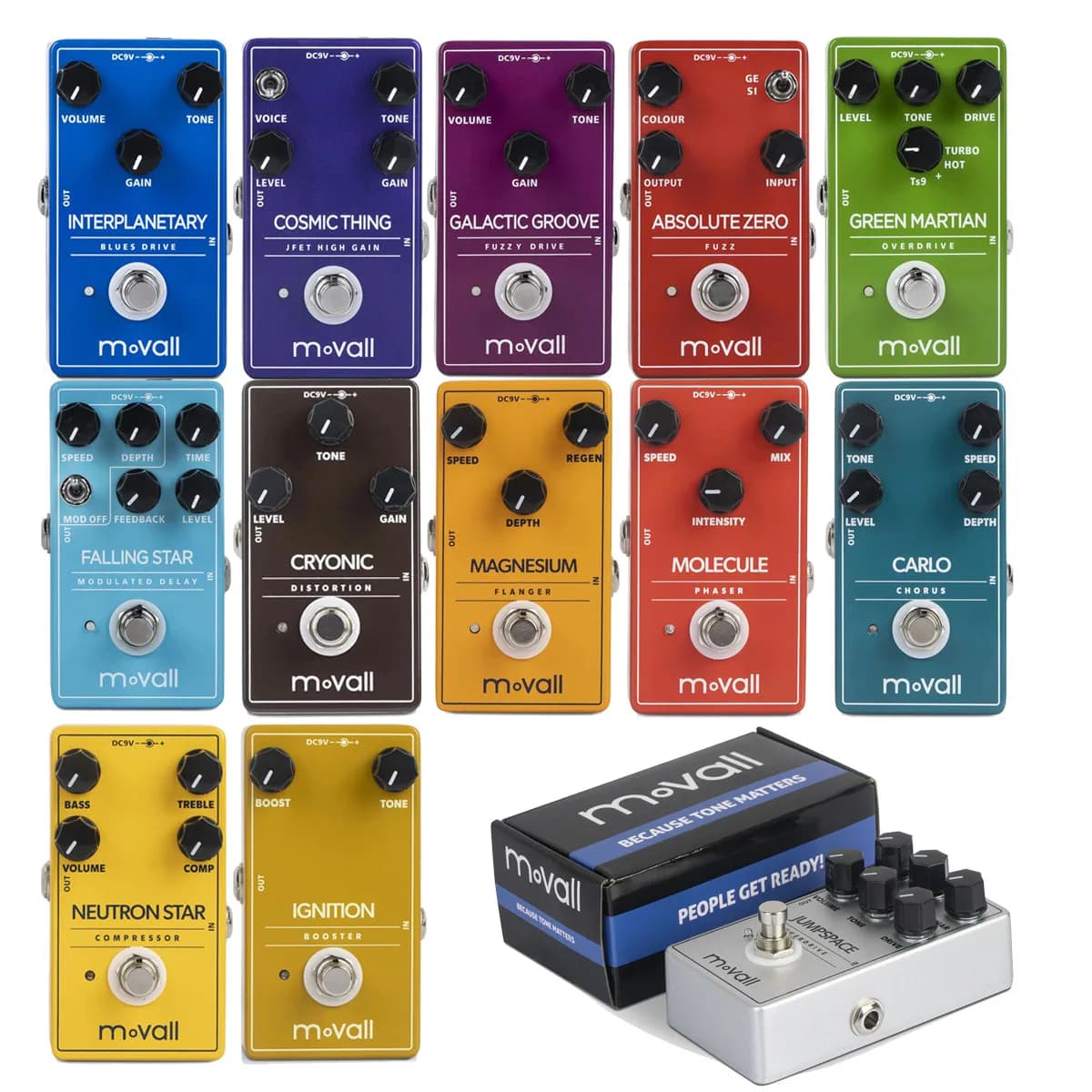 Pedali per Effetti Chitarra Elettrica Movall MP-100 a MP-112 – 13 Modelli: Boost, Chorus, Phaser, Delay, True Bypass, 9V DC, Leggeri